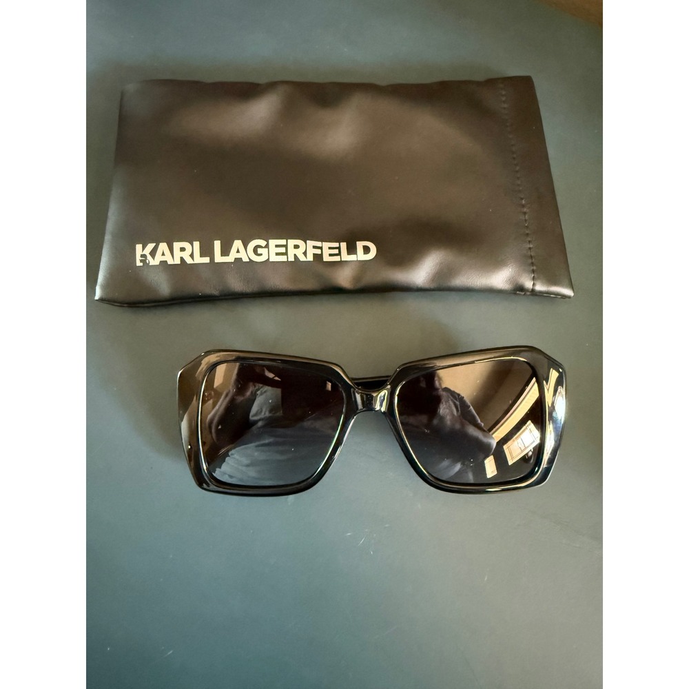 Karl Lagerfeld Womens Oversized Square Sunglasses Black Gold KL6140S 001 53mm